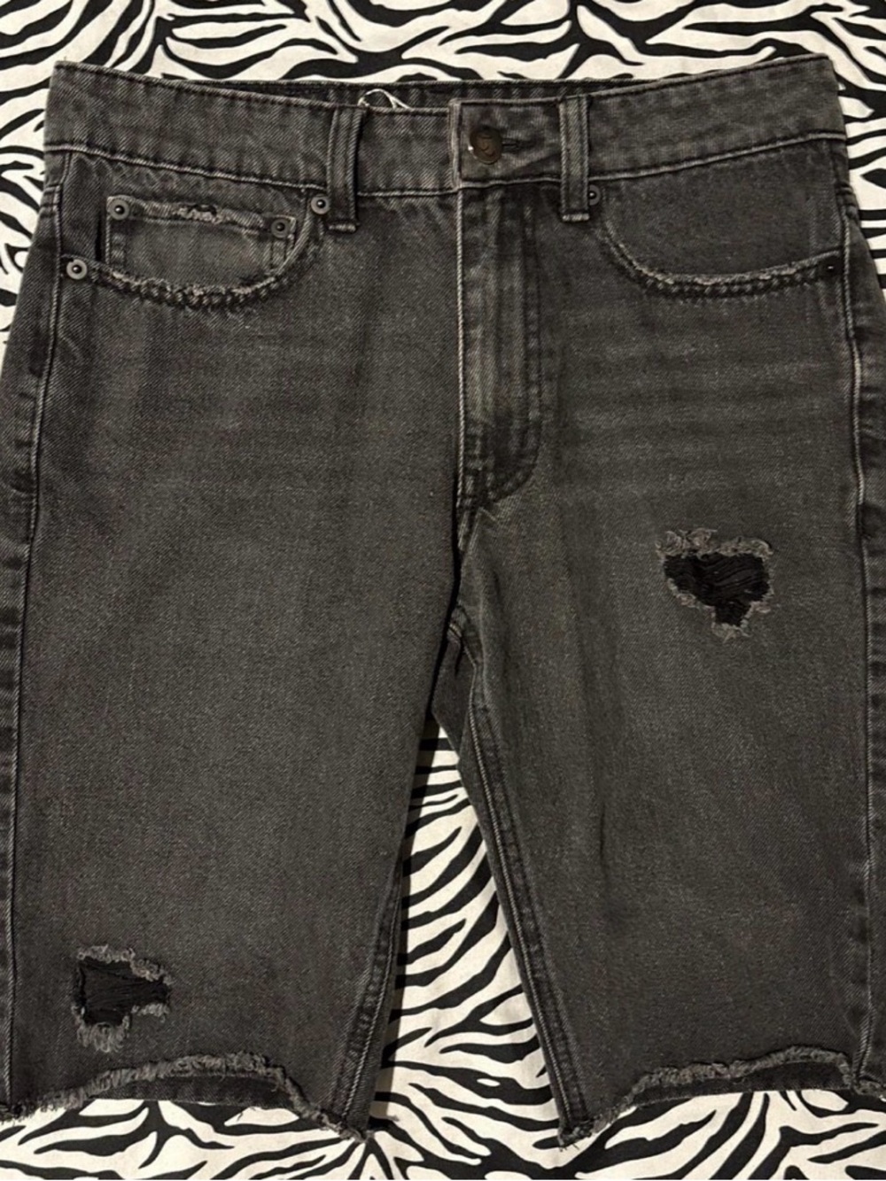 Original Use Men's Slim Straight Distressed Black Jeans